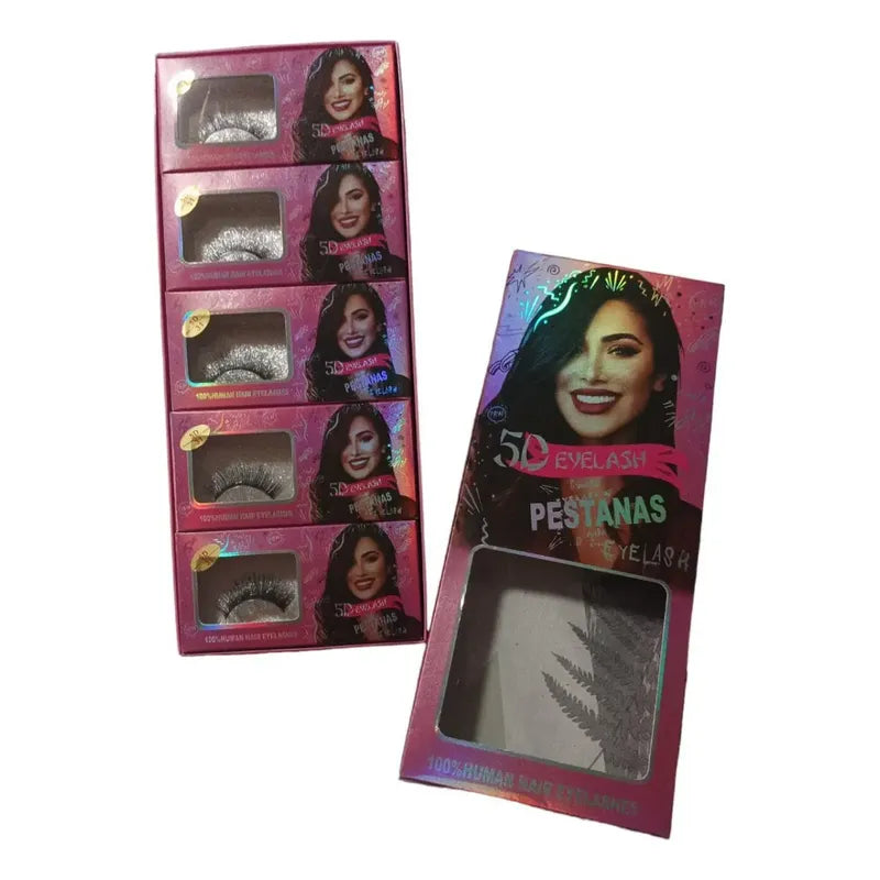 Pestañas Hechas A Mano 10 Pares Paquete Individual Belleza  Negro
