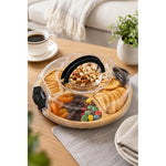 Bandeja De Bambú Para Snacks Picoteo Tapa Y Asa Superior Bambu