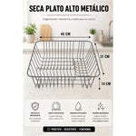 Seca Plato Platera Porta Loza Escurridor Plato Alto Metalico Negro