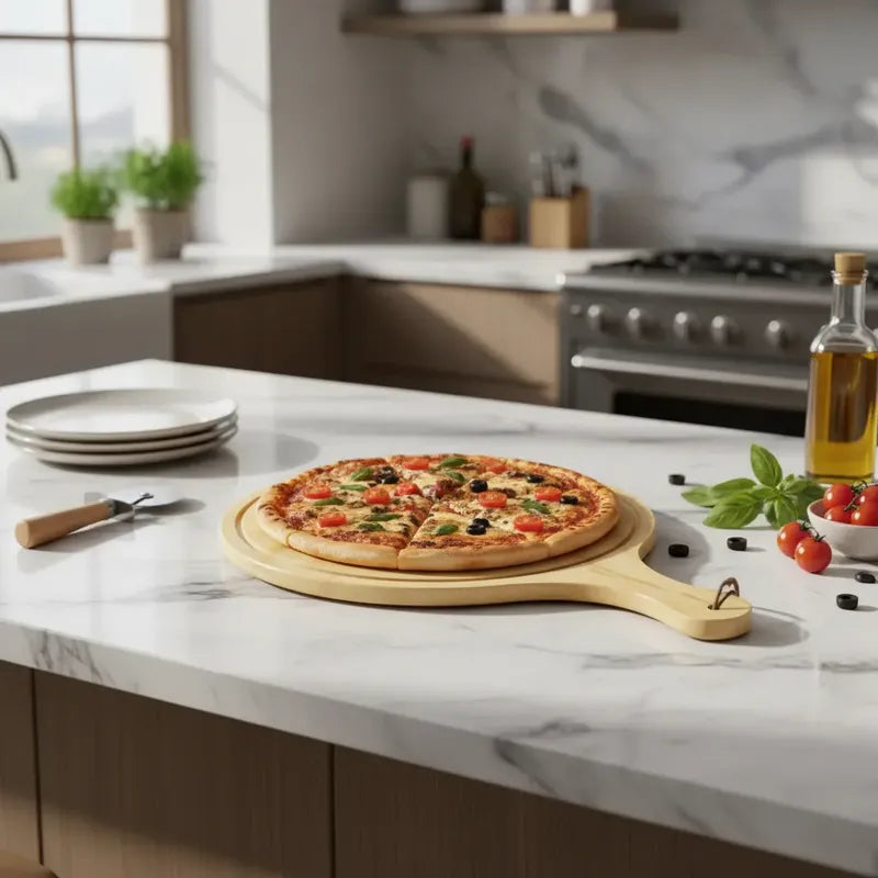 Tabla Para Picar Pizza De Bambu Con Mango Pizzera 45x32cm