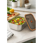 X2 Recipiente Acero Inoxidable Con Tapa Reutilizable 500 Ml Plateado
