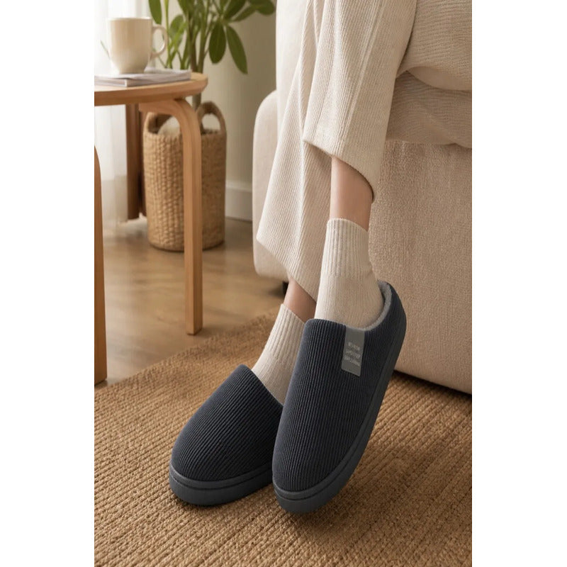 1 Par Pantuflas Chiporro Zapatillas De Levantarse Pantuflas Gris Lisa 40-41