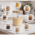 Pack De 3 Frascos De 500ml Con Tapa De Bambú Para Especias Color Transparente