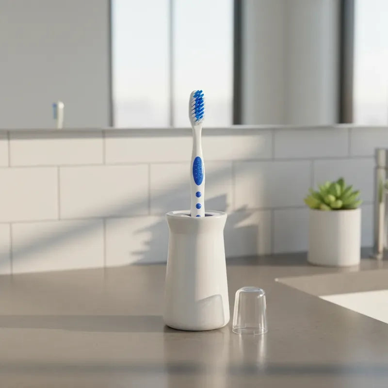 Cepillo De Dientes Higiene Dental Mango Ergonómico Con Tapa Azul