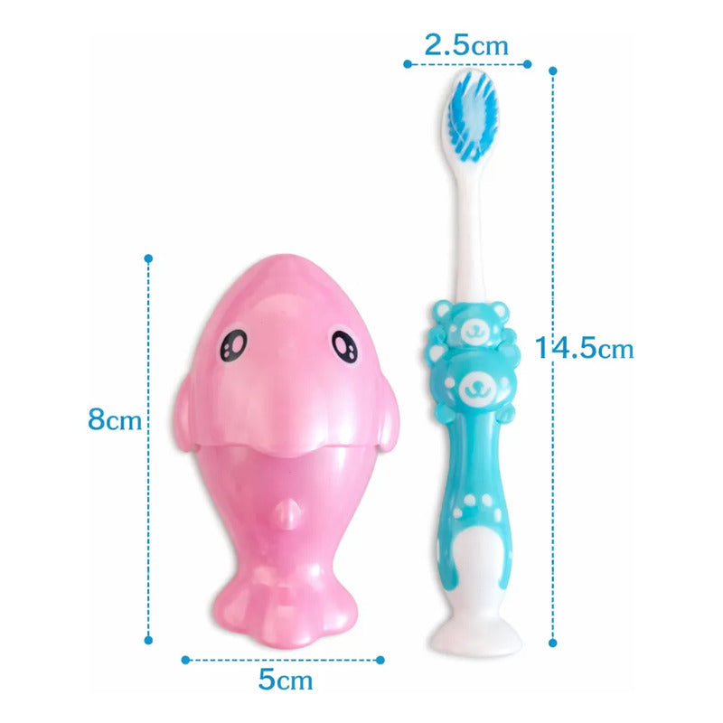 Cepillo Dental Para Pequeños Con Juguete Motivador Divertido Verde Claro