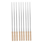 12 Brochetas Pinchos Anticucho Acero Barbacoa Parrilla Asado Plateado-madera Brochetas