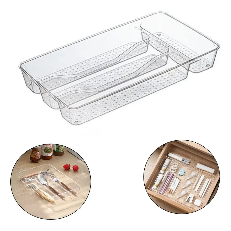 Organizador Cubiertos Utensilios Servicios Cocina 4 Cajones Transparente