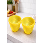 X2 Recipiente Ensalada Bowl Redondo Plastico Multiuso 1.5lts Amarillo