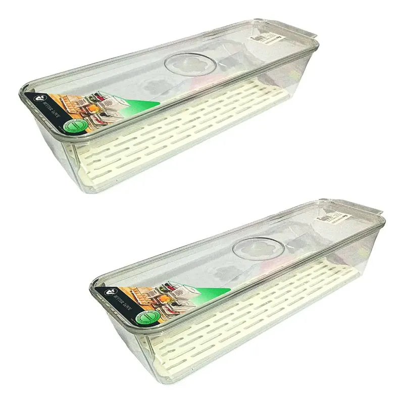 Organizador Para Refrigerador Cocina 2 Contenedor Con Tapa Transparente