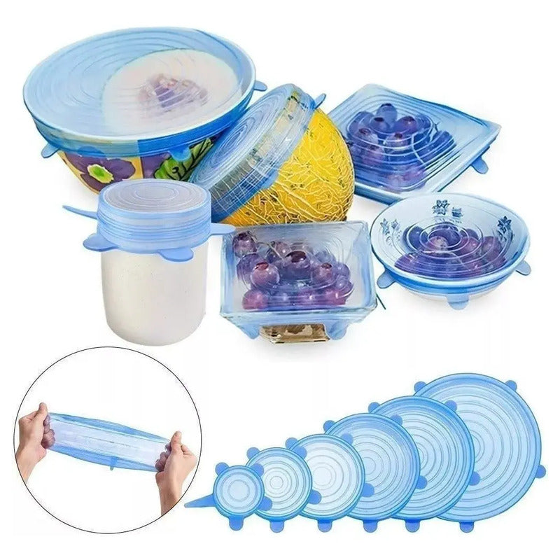 6 Tapas Silicona Extensible Anti Escurrimientos Sellado