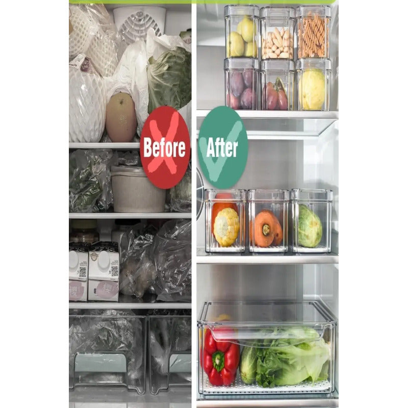 Organizador Refrigerador Acrílico Contenedor Con Tapa 21x30 Transparente