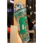 X2 Vaso Infantil Dinosaurio Acrilico Con Bombilla Luz 450ml