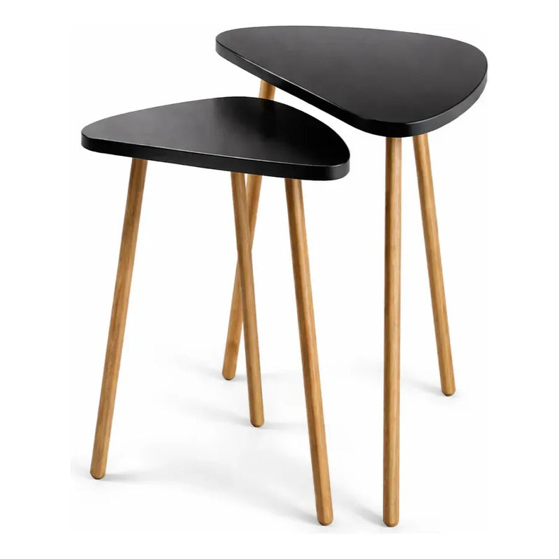 Set De 2 Mesas De Centro Mubson Para Sala O Jardin. Mesita Color Negro