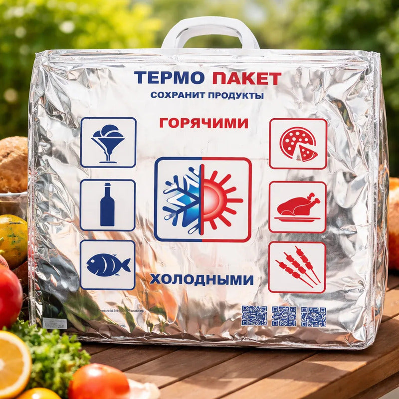 X1 Bolsa Aisladas Frías Y Calientes Para Compra De Alimentos Plateado