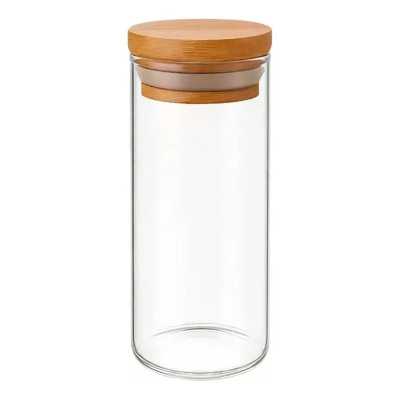 X1 Frasco De 500ml Con Tapa De Bambú Para Especias Transparente