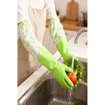 Guantes De Cocina Limpieza Impermeable Largos Multiuso Verde