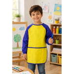 Mandil Bata Arte Infantil Mangas Largas Pintura Impermeable Azul/amarillo Liso