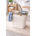 Canasto De Plastico Rattan Para Ropa Sucia Multiuso Con Asas Crema Rattan-sin Tapa