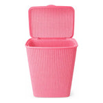 X2 Canasto De Plastico Para Ropa Sucia Con Tapa Calado Cesto Rosa Con Tapa