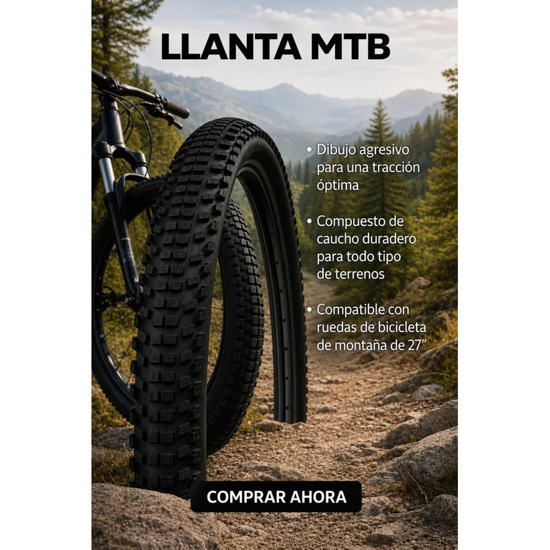 X2 Neumáticos +  Camaras De Bicicleta Aro 27.5 X 2.35 Mtb Negro
