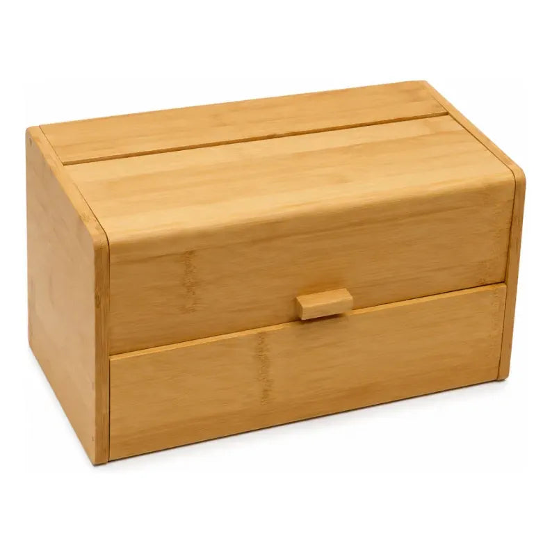 Caja Panera De Bambú Con Tapa Abatible Organizador De Cocina Madera Caja