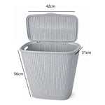X2 Canasto De Plastico Para Ropa Sucia Con Tapa Calado Cesto Gris Claro Calado