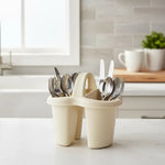 Escurridor Organizador Cubiertos 4 Divisiones Plastico Crema