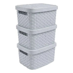 X3caja Organizadora Canasto Plastico Rattan Con Tapa 23x31cm