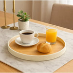 Bandeja Redonda De Servir De Melamina Grano De Madera 30cm