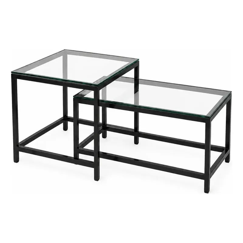 Mesa De Centro 2 Mesita Centro Cuadrada Y Rectangular Nido Negro