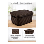 X3caja Organizadora Canasto Plastico Rattan Con Tapa 23x31cm