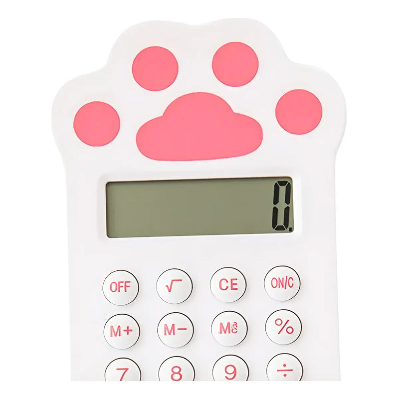 Calculadora Básica Uso Diario O Escolar Forma Patita De Gato Blanco